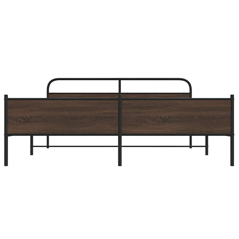 vidaXL Metal Bed Frame without Mattress Brown Oak 193x203 cm