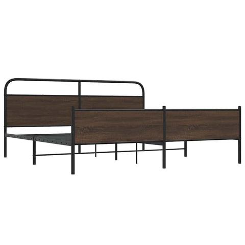 vidaXL Metal Bed Frame without Mattress Brown Oak 200x200 cm