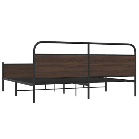 vidaXL Metal Bed Frame without Mattress Brown Oak 200x200 cm