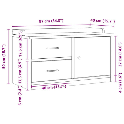 vidaXL Hallway Bench SANDNES 87x40x50 cm Solid Wood Pine