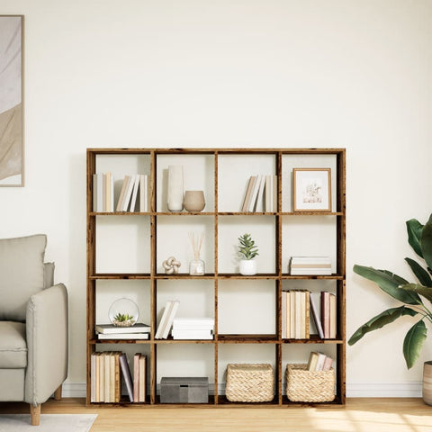 vidaXL Book Cabinet Old Wood 137.5x29x137.5 cm Engineered Wood