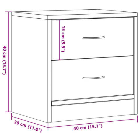 vidaXL Bedside Cabinet Artisian Oak 40x30x40 cm Engineered Wood