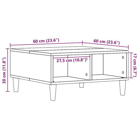 vidaXL Coffee Table Old Wood 60x60x30 cm Engineered Wood