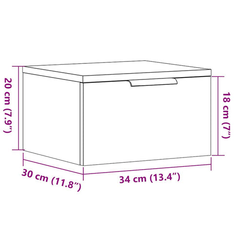 vidaXL Wall-mounted Bedside Cabinet Old Wood 34x30x20 cm