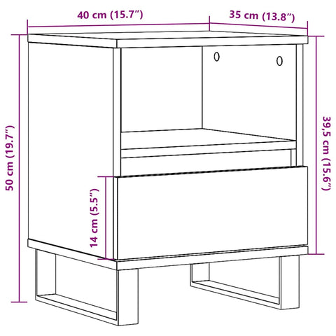 vidaXL Bedside Cabinet Old Wood 40x35x50 cm Engineered Wood