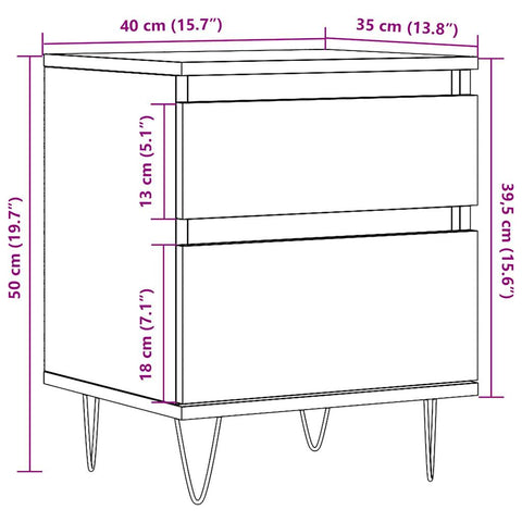 vidaXL Bedside Cabinet Old Wood 40x35x50 cm Engineered Wood