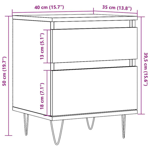 vidaXL Bedside Cabinets 2 pcs Old Wood 40x35x50 cm Engineered Wood