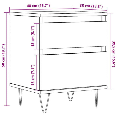 vidaXL Bedside Cabinet Artisan Oak 40x35x50 cm Engineered Wood