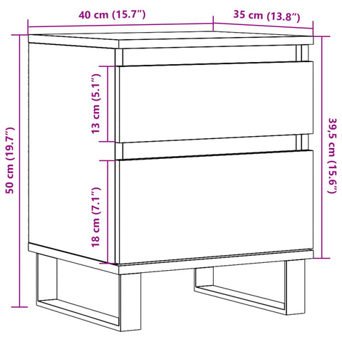vidaXL Bedside Cabinet Old Wood 40x35x50 cm Engineered Wood