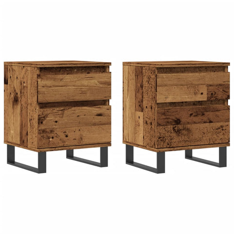 vidaXL Bedside Cabinets 2 pcs Old Wood 40x35x50 cm Engineered Wood