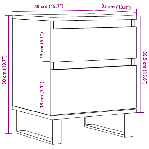 vidaXL Bedside Cabinet Artisan Oak 40x35x50 cm Engineered Wood