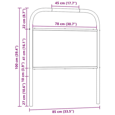 vidaXL Headboard Smoked Oak 80 cm Steel and Engineered Wood