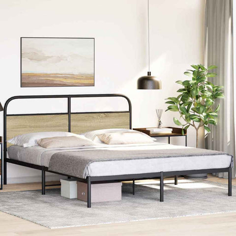 vidaXL Bed Frame Without Mattress 150x200 cm King Size Sonoma Oak Engineered Wood