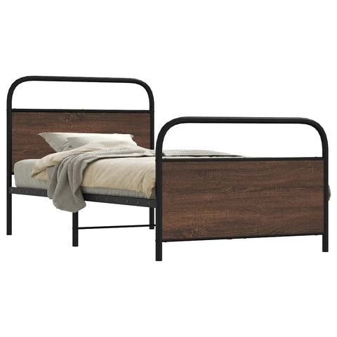 vidaXL Bed Frame Without Mattress 107x203 cm Brown Oak Engineered Wood