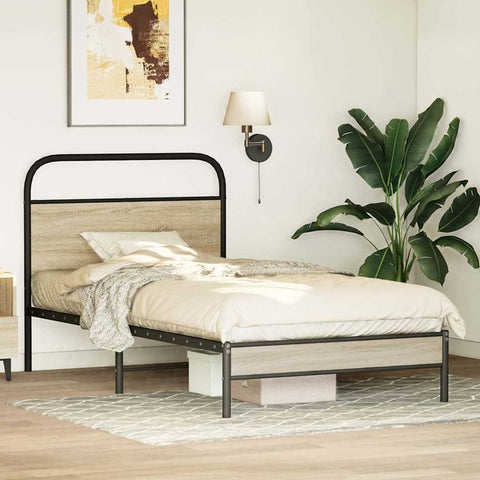 vidaXL Bed Frame Without Mattress 90x190 cm Smoked Oak Engineered Wood