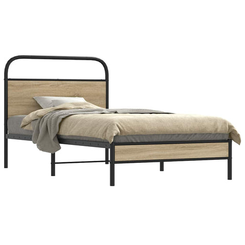 vidaXL Bed Frame Without Mattress 90x190 cm Smoked Oak Engineered Wood