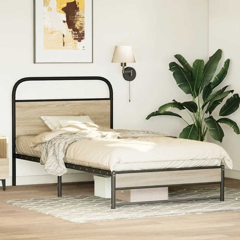 vidaXL Bed Frame Without Mattress 90x190 cm Smoked Oak Engineered Wood