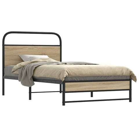 vidaXL Bed Frame Without Mattress 90x190 cm Smoked Oak Engineered Wood