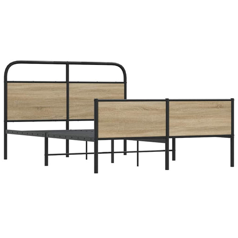vidaXL Bed Frame without Mattress 135x190 cm Sonoma Oak Engineered Wood