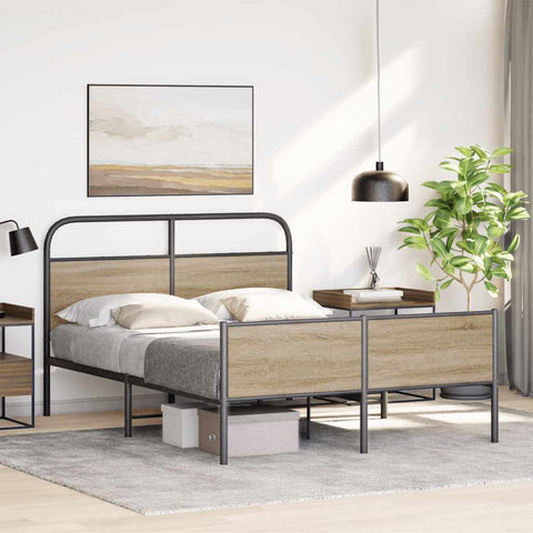 vidaXL Bed Frame without Mattress 135x190 cm Sonoma Oak Engineered Wood