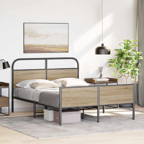 vidaXL Bed Frame without Mattress 140x200 cm Sonoma Oak Engineered Wood