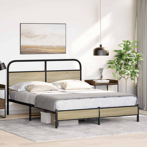 vidaXL Bed Frame without Mattress 150x200 cm King Size Sonoma Oak Engineered Wood