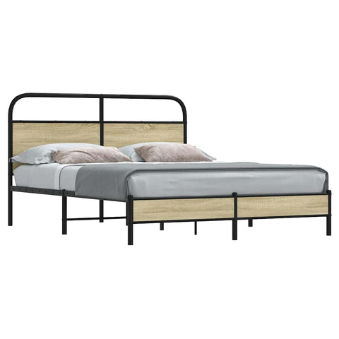 vidaXL Bed Frame without Mattress 150x200 cm King Size Sonoma Oak Engineered Wood