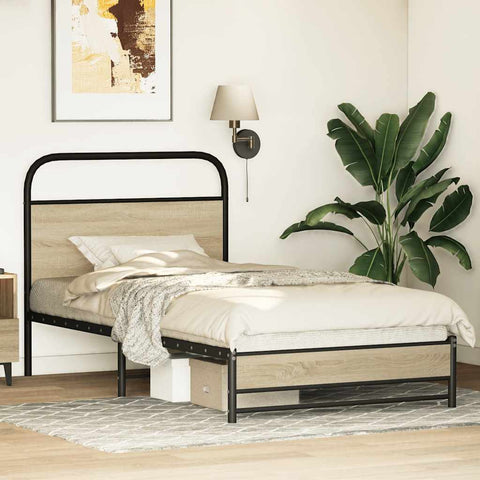 vidaXL Bed Frame without Mattress 90x190 cm Single Sonoma Oak Engineered Wood