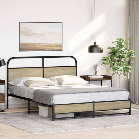 vidaXL Bed Frame without Mattress 150x200 cm King Size Sonoma Oak Engineered Wood