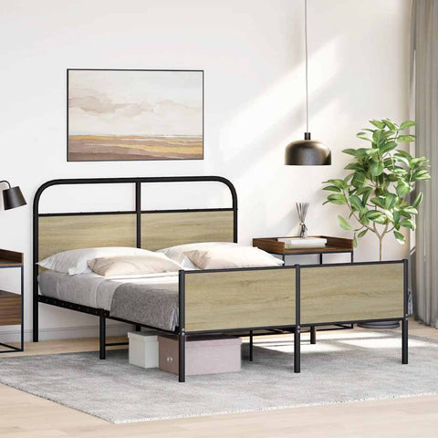 vidaXL Bed Frame without Mattress 140x200 cm Sonoma Oak Engineered Wood
