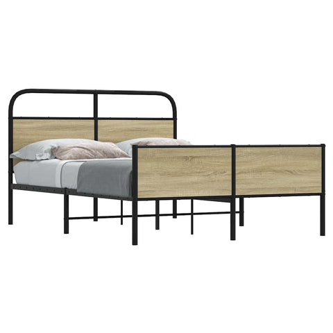 vidaXL Bed Frame without Mattress 140x200 cm Sonoma Oak Engineered Wood