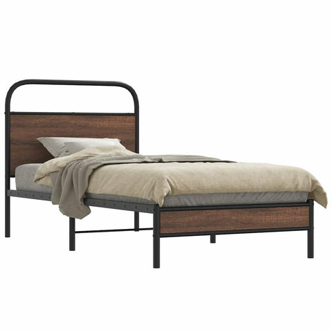 vidaXL Bed Frame without Mattress 90x200 cm Brown Oak Engineered Wood