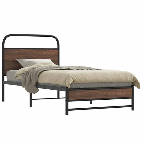 vidaXL Bed Frame without Mattress 100x200 cm Brown Oak Engineered Wood