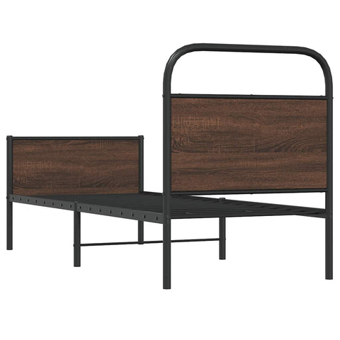 vidaXL Bed Frame without Mattress 75x190 cm Brown Oak Engineered Wood
