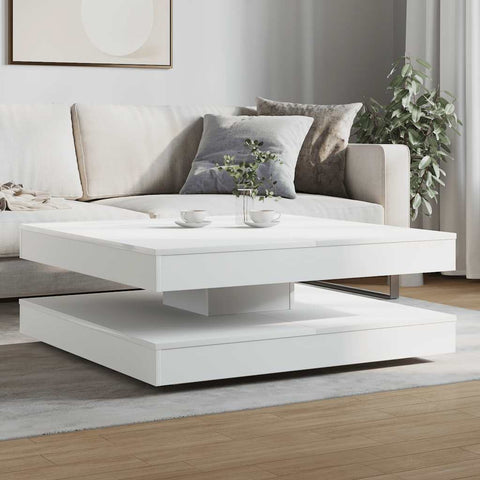 vidaXL Coffee Table 360-Degree Rotatable White 90x90x34.5 cm