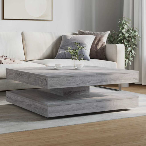 vidaXL Coffee Table 360-Degree Rotatable Grey Sonoma 90x90x34.5 cm