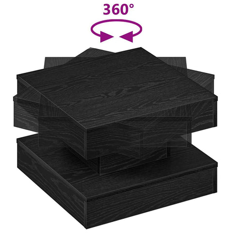 vidaXL Coffee Table 360-Degree Rotatable Black 50x50x34.5 cm