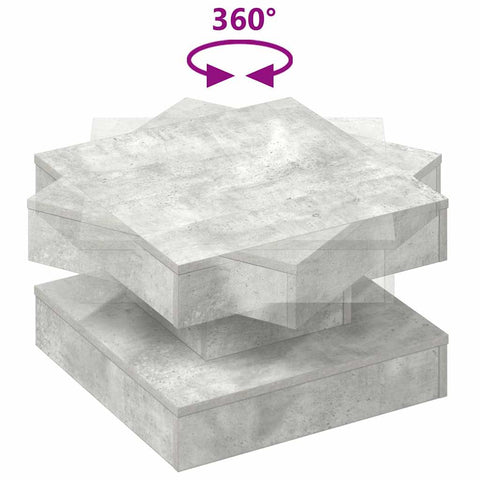 vidaXL Coffee Table 360-Degree Rotatable Concrete Grey 50x50x34.5 cm