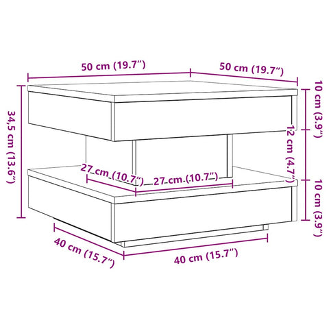 vidaXL Coffee Table 360-Degree Rotatable Concrete Grey 50x50x34.5 cm