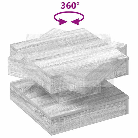 vidaXL Coffee Table 360-Degree Rotatable Grey Sonoma 50x50x34.5 cm