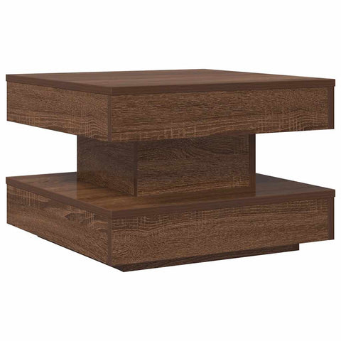 vidaXL Coffee Table 360-Degree Rotatable Brown Oak 50x50x34.5 cm