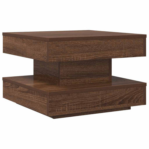 vidaXL Coffee Table 360-Degree Rotatable Brown Oak 50x50x34.5 cm