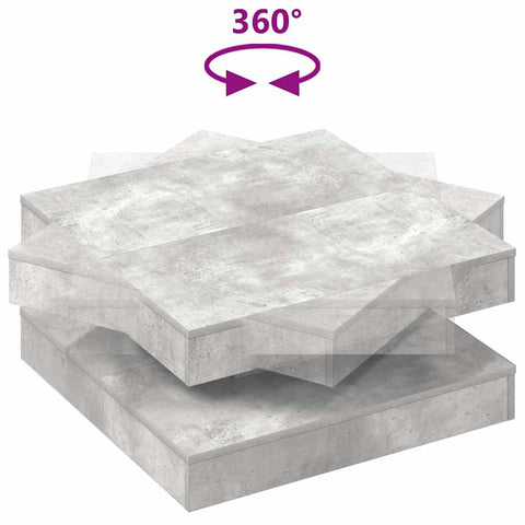 vidaXL Coffee Table 360-Degree Rotatable Concrete Grey 70x70x34.5 cm