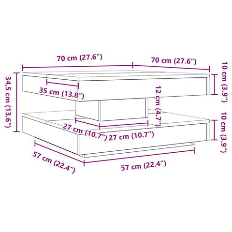 vidaXL Coffee Table 360-Degree Rotatable Concrete Grey 70x70x34.5 cm