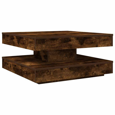 vidaXL Coffee Table 360-Degree Rotatable Smoked Oak 70x70x34.5 cm