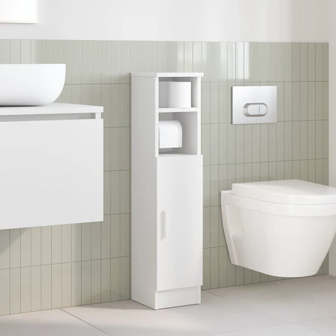vidaXL Bathroom Cabinet with Roll Holder White 20.5x22x90 cm