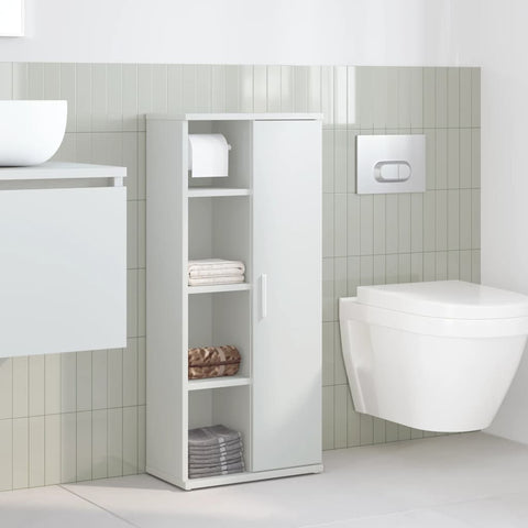 vidaXL Bathroom Cabinet with Roll Holder White 39x22x90 cm