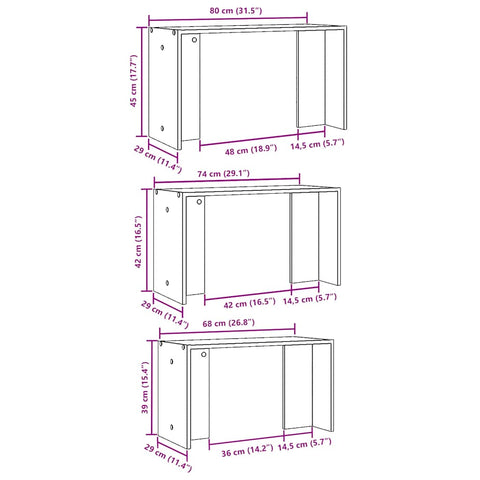 vidaXL Nesting Tables 3 pcs Sonoma Oak Engineered Wood
