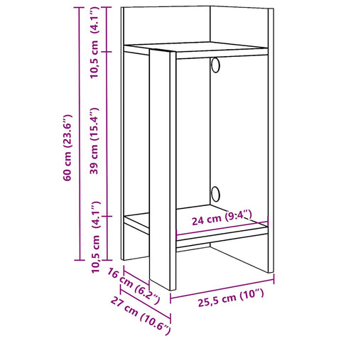 vidaXL Side Table with Shelf Concrete Grey 25.5x27x60 cm