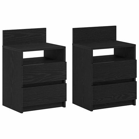 vidaXL Bedside Cabinets 2 pcs with 2 Drawers Black 40x33x60 cm